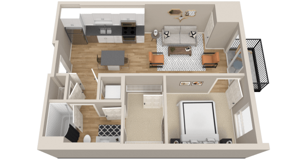 Vintage on Selby | Doris | One Bedroom Apartment 3D Floorplan