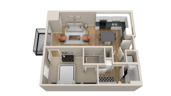 Floor Plan  Vintage on Selby | James | Two Bedroom with Den Apartment 3D Floorplan