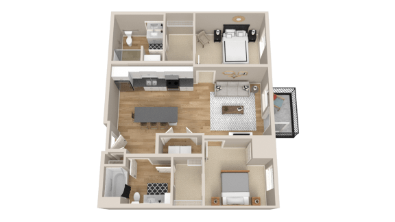 Vintage on Selby | Elizabeth with Den | One Bedroom plus Den Apartment 3D Floorplan