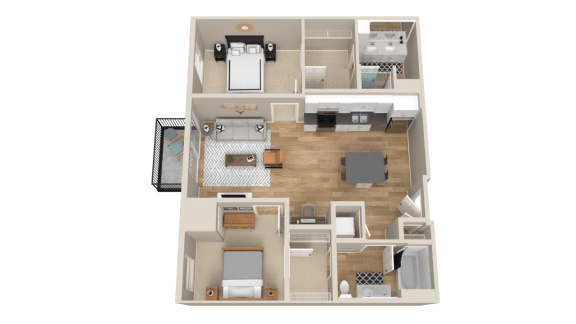 Floor Plan  Vintage on Selby | Cooper | Two Bedroom Apartment 3D Floorplan