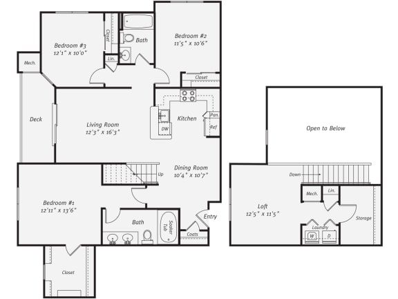 3 Bedroom 2 bathroom floor plan C at Cascades at Tinton Falls, Tinton Falls, 07753