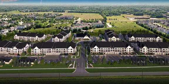 Aerial View of Sixteen30, Brand New Apartment Community in Downtown Plainfield, IL