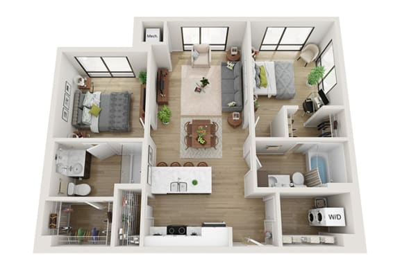 2 bedroom 2 bathroom Johnson Floor Plan 2 bedroom 2 bathroom Johnson Floor Plan at Mercantile on Broadway, North Dakota