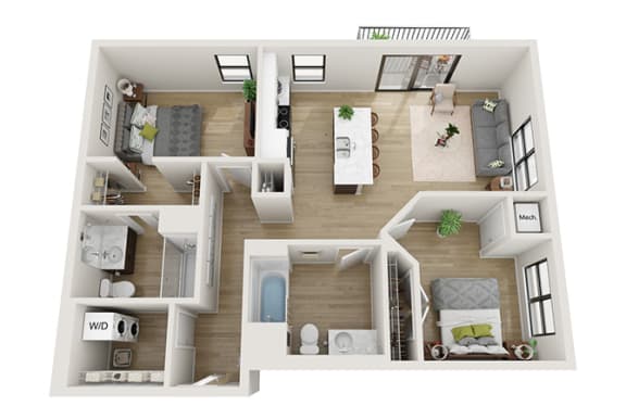 2 bedroom 2 bathroom Bowers Floor Plan 2 bedroom 2 bathroom Bowers Floor Plan at Mercantile on Broadway, Fargo, North Dakota