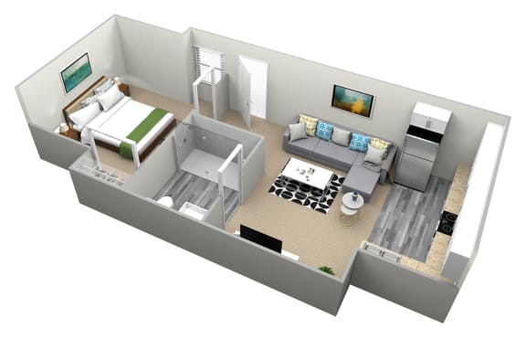 Birch Hills Floor Plan 392 Sq.Ft. at Country Village Apartments, California