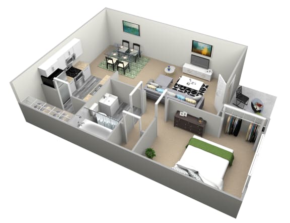 LaCosta Floor Plan 520 Sq.Ft. at Country Village Apartments, Jurupa Valley, CA 91752