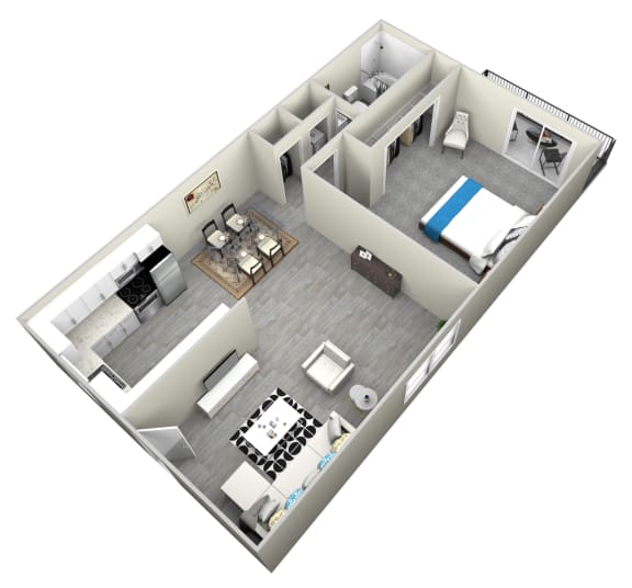 Floor Plan  1 Bed 1 Bath apartment 601 Sq.Ft. at Bella Park Apartments Rialto, CA 92376