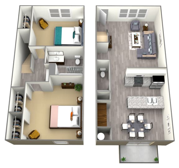 Park View Floor Plan 1,025 Sq.Ft. at Dover Park Apartments, California