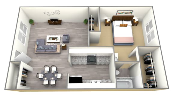 Solano Floor Plan 630 Sq.Ft. at Dover Park Apartments, California