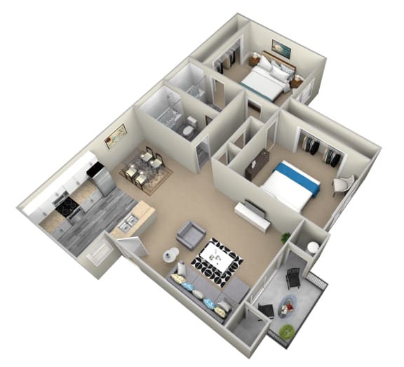 Floor Plan  2 Bedroom Apartments 810 Sq.Ft. at Raintree Apartments in Highland, CA 92346
