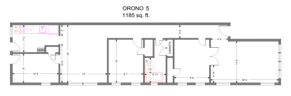 Floor Plan Orono, 2 Bedroom 1 Bath