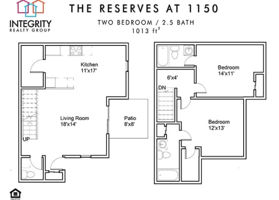 End Townhome 1,100 sq.ft. at The Reserves at 1150 Apartments, Integrity Realty LLC, Parma