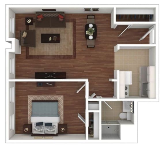 Large 1 Bedroom 650-to725 Sq. Ft. floor plan at Shaker Collection  Apartments, Integrity Realty, Cleveland, Ohio