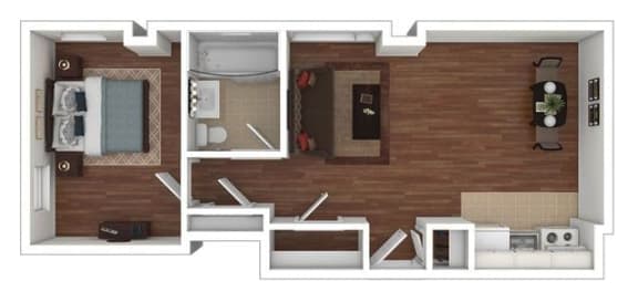 Shaker House Standard 1 Bedroom 525-to575 Sq. Ft. floor plan at Shaker Collection  Apartments, Integrity Realty, Cleveland