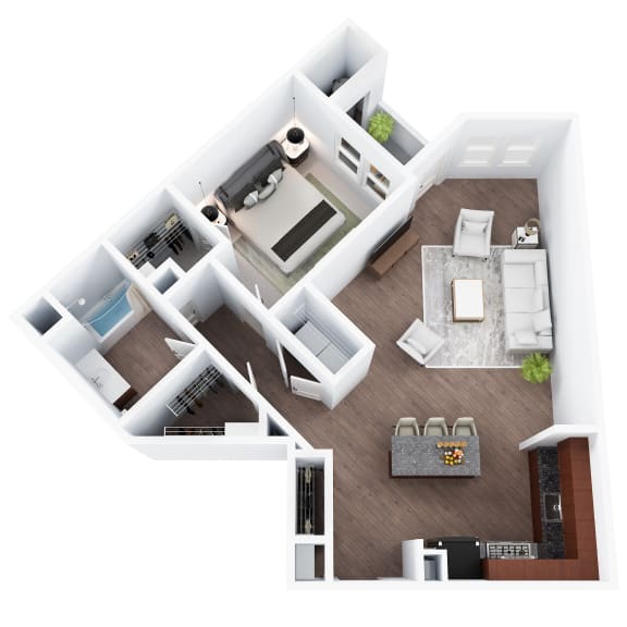 A6X - One Bedroom One Bathroom Floor Plan at The Confluence at Norwalk, Norwalk