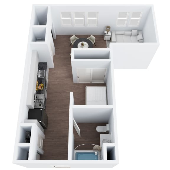 S3- Studio One Bathroom Floor Plan at The Confluence at Norwalk, Norwalk