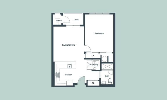 Floor Plan  1-Bedroom_780sf Floor Plan at 1177 Greens Farms, Westport, 06880