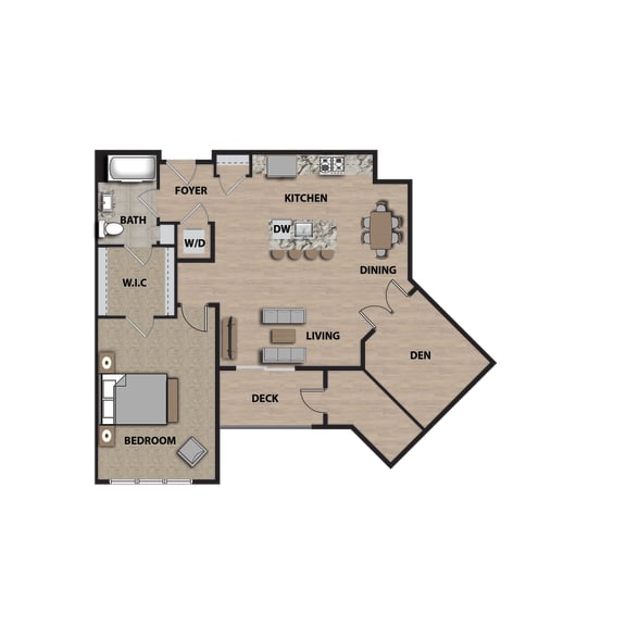 A-1H Floor Plan at 21 East Apartments, North Attleboro