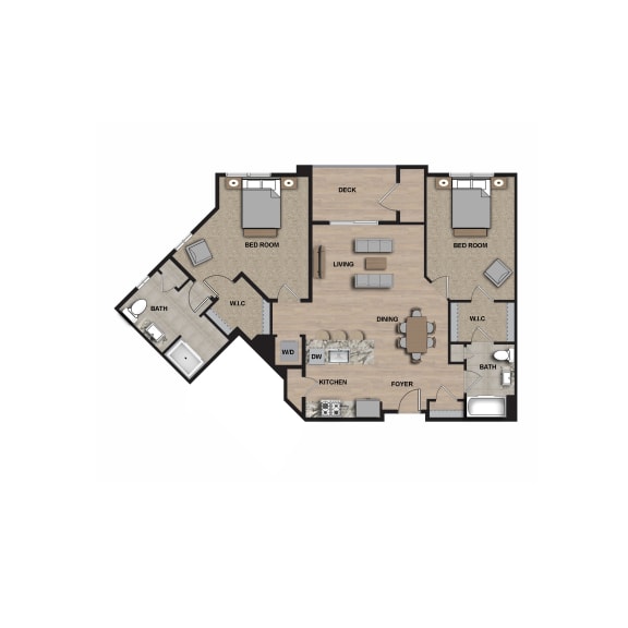 Floor Plan  A-2J Floor Plan at 21 East Apartments, North Attleboro, Massachusetts