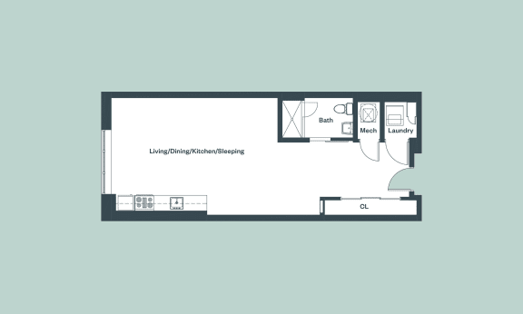 Studio_678sf Floor Plan at 1177 Greens Farms, Westport, CT, 06880
