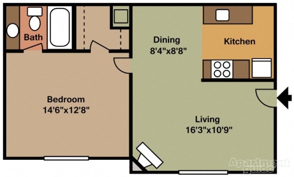  Floor Plan One Bedroom - Lake Forest I &amp; II
