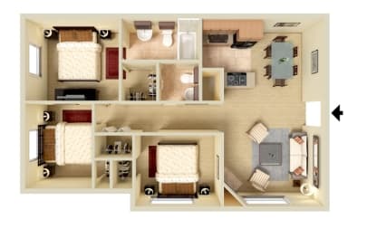Floor Plan Three Bedroom - Lake Forest I