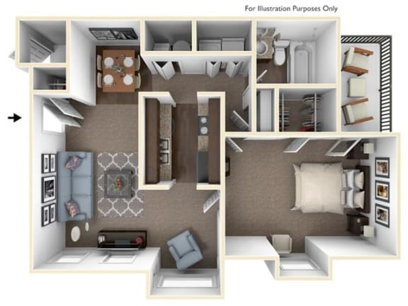 1X1C Floor Plan 1X1C Floor Plan at Seven Pines, Alpharetta, GA, 30022