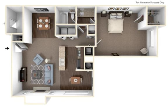 1X1D Floor Plan at Seven Pines, Alpharetta, 30022