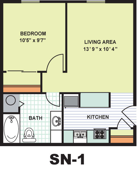 Floor Plan  Standard One Bedroom (SN1)