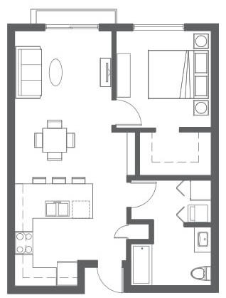 Floor Plan  1x1 B
