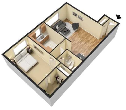  Floor Plan 1 Bedroom Platinum