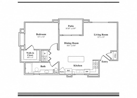  Floor Plan 1 Bed - 1 Bath Carriage Garage Parking