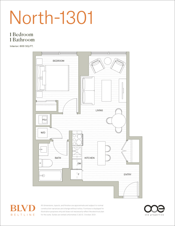 North - 1301Floor Plan North - 1301Floor Plan at BLVD Beltline, Calgary, Alberta