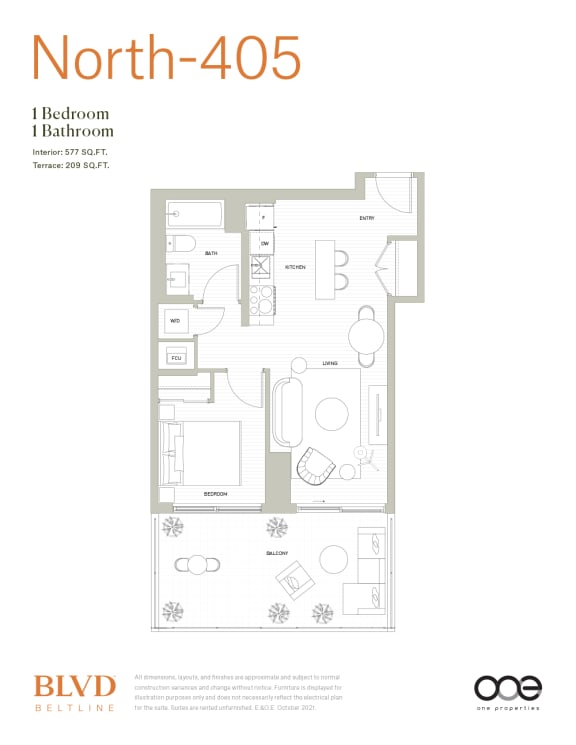 North - 405 Floor Plan North - 405 Floor Plan at BLVD Beltline, Alberta, T2G 2K4
