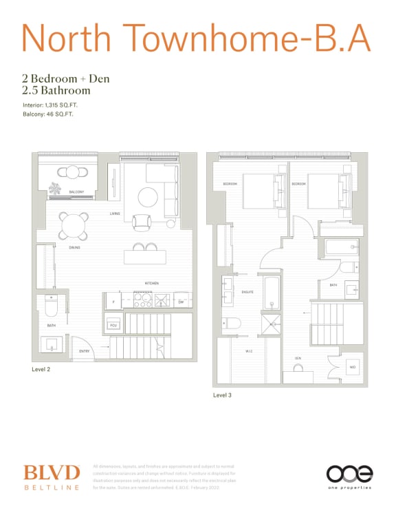 Floor Plan  North Townhome - B.A