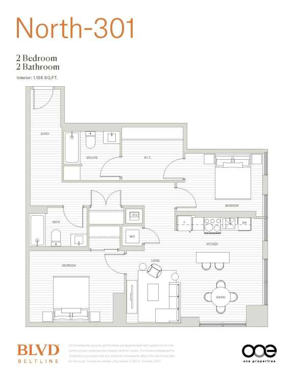 Floorplan North-301 Floorplan North-301 at BLVD Beltline, Calgary, AB