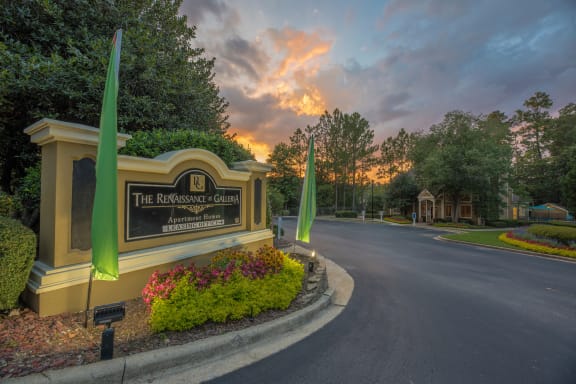 Entrance sign to Renaissance at Galleria apartments for rent in Hoover, AL