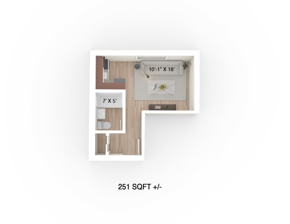 Studio Floor Plan at 30 Hargrave Apartment Suites, Winnipeg