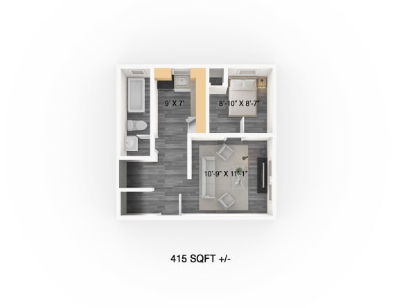 One Bedroom Floor Plan at 349/351 Daly Apartments, Winnipeg