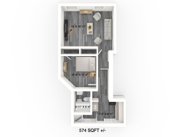 Floor Plan  1 Bedroom Suite