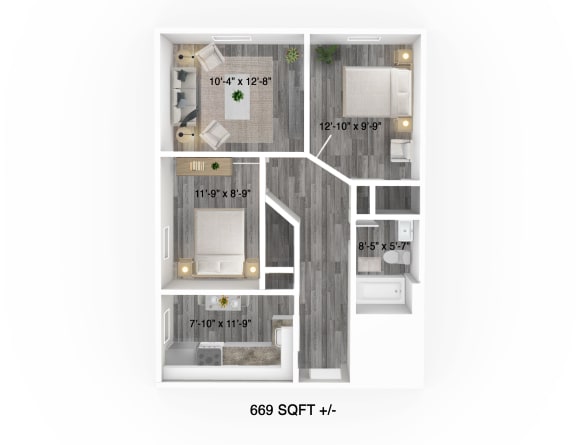 2 Bedroom, 1 Bathroom Floor Plan at 377 Brandon, Winnipeg
