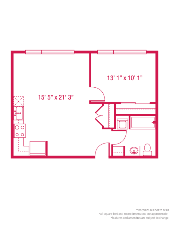 Floor Plan  1 bedroom 1 bathroom Floor plan B at ArtHouse, Seattle, Washington