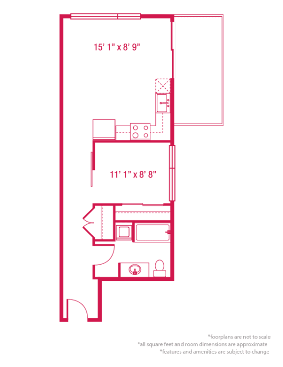 Floor Plan  1 bedroom 1 bathroom Floor plan Sat ArtHouse, Washington, 98121