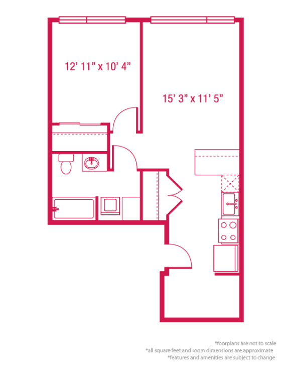 Floor Plan  1 bedroom 1 bathroom Floor plan H at ArtHouse, Seattle, 98121