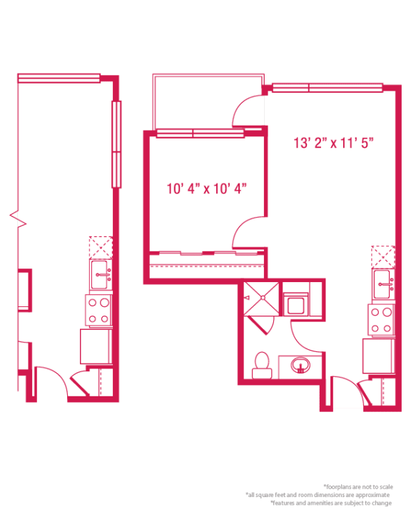 1 bedroom 1 bathroom Floor plan F at ArtHouse, Seattle, WA, 98121