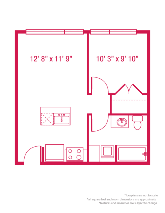 Floor Plan  1 bedroom 1 bathroom Floor plan V at ArtHouse, Seattle, 98121