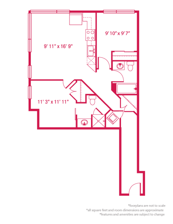 2 bedroom 2 bathroom Floor plan B at ArtHouse, Washington, 98121