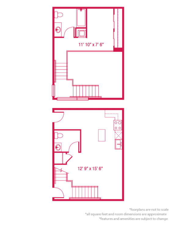 1 bedroom 1 bathroom Floor plan P at ArtHouse, Seattle, Washington