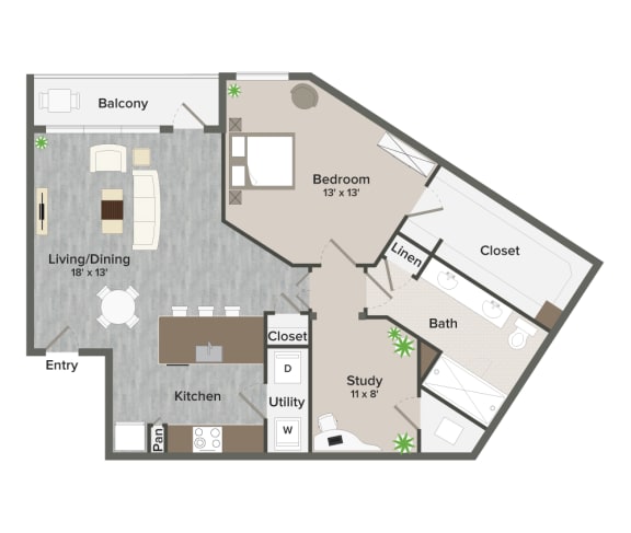 A11 Marmion Floor Plan A11 Marmion Floor Plan at The Heights at Woodland Park Apartments, The Barvin Group, Houston