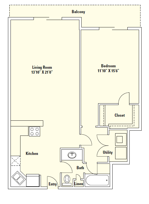 A2 Floor Plan A2 882 Sq.Ft. Floor Plan at Memorial Towers Apartments, The Barvin Group, Houston